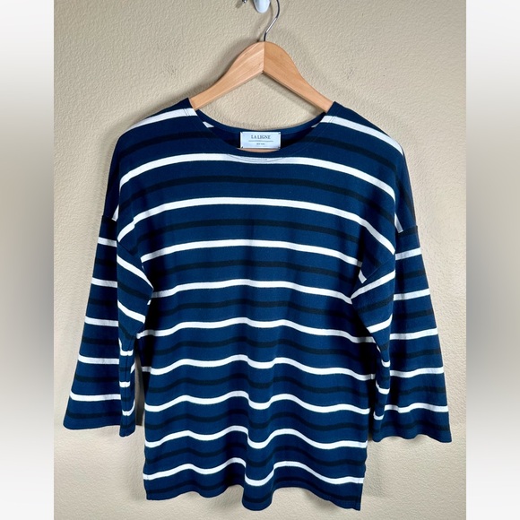 La Ligne Tops - La Ligne New York Striped Cotton Breton Tee in Navy/Black/Cream
